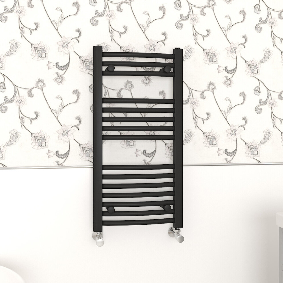 (800x400mm, Black) NRG Curved Central Heating Towel Rail Bathroom Heated Rad Radiators Ladder Warmer