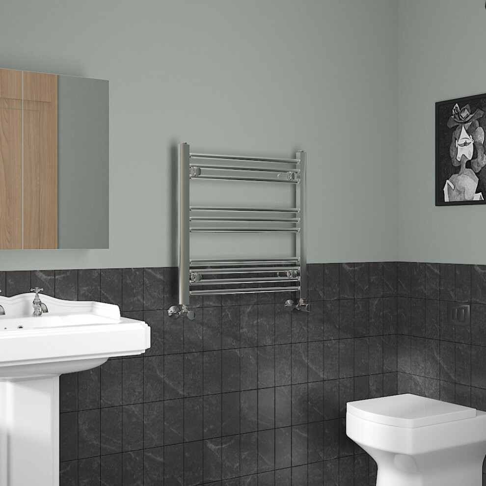 Nrg (600X600mm, Chrome) Straight Central Heating Towel Rail Bathroom Heated Rad Radiators Ladder Warmer