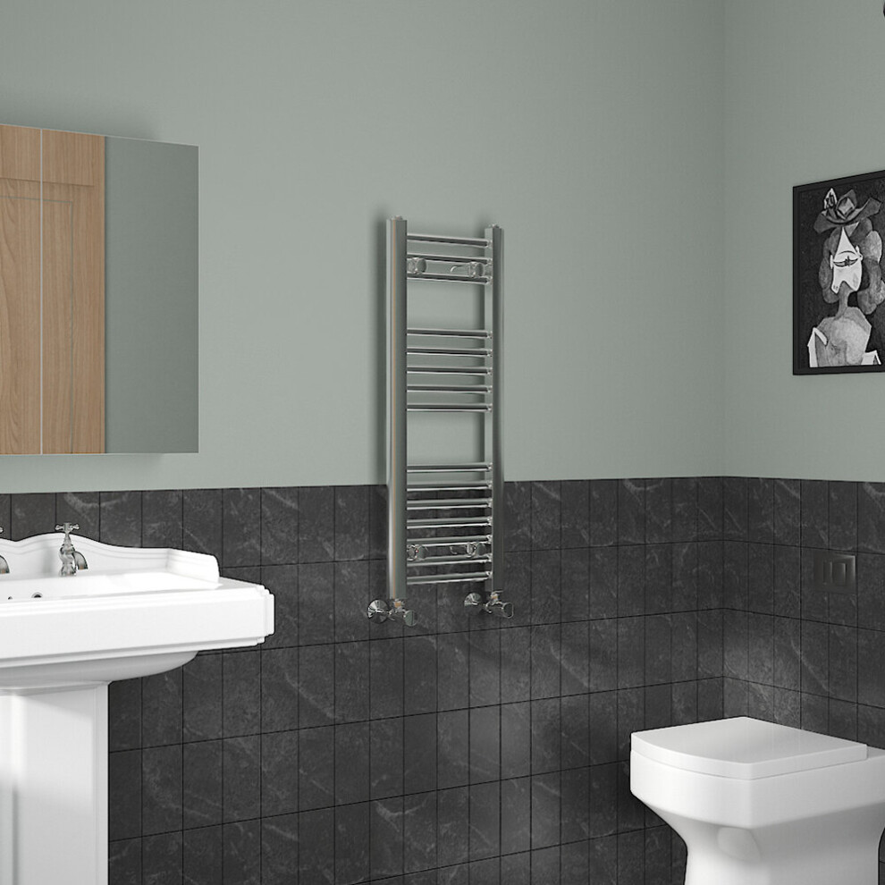 Nrg (800X300mm, Chrome) Straight Central Heating Towel Rail Bathroom Heated Rad Radiators Ladder Warmer