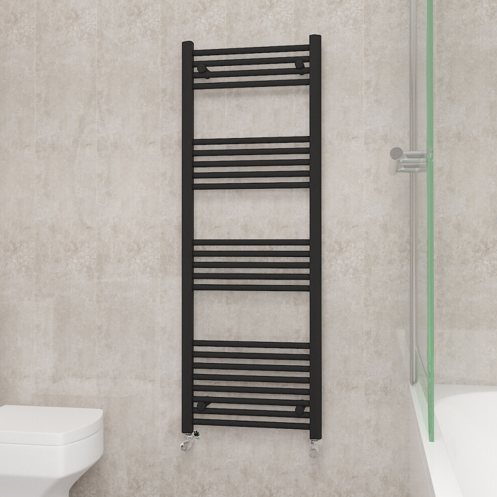 Nrg (1400X500mm, ) Straight Central Heating Towel Rail Bathroom Heated Rad Radiators Ladder Warmer Black
