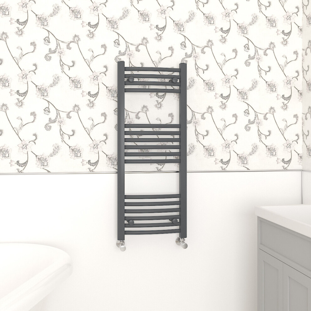 Nrg (1000X400mm, Anthracite) Curved Central Heating Towel Rail Bathroom Heated Rad Radiators Ladder Warmer