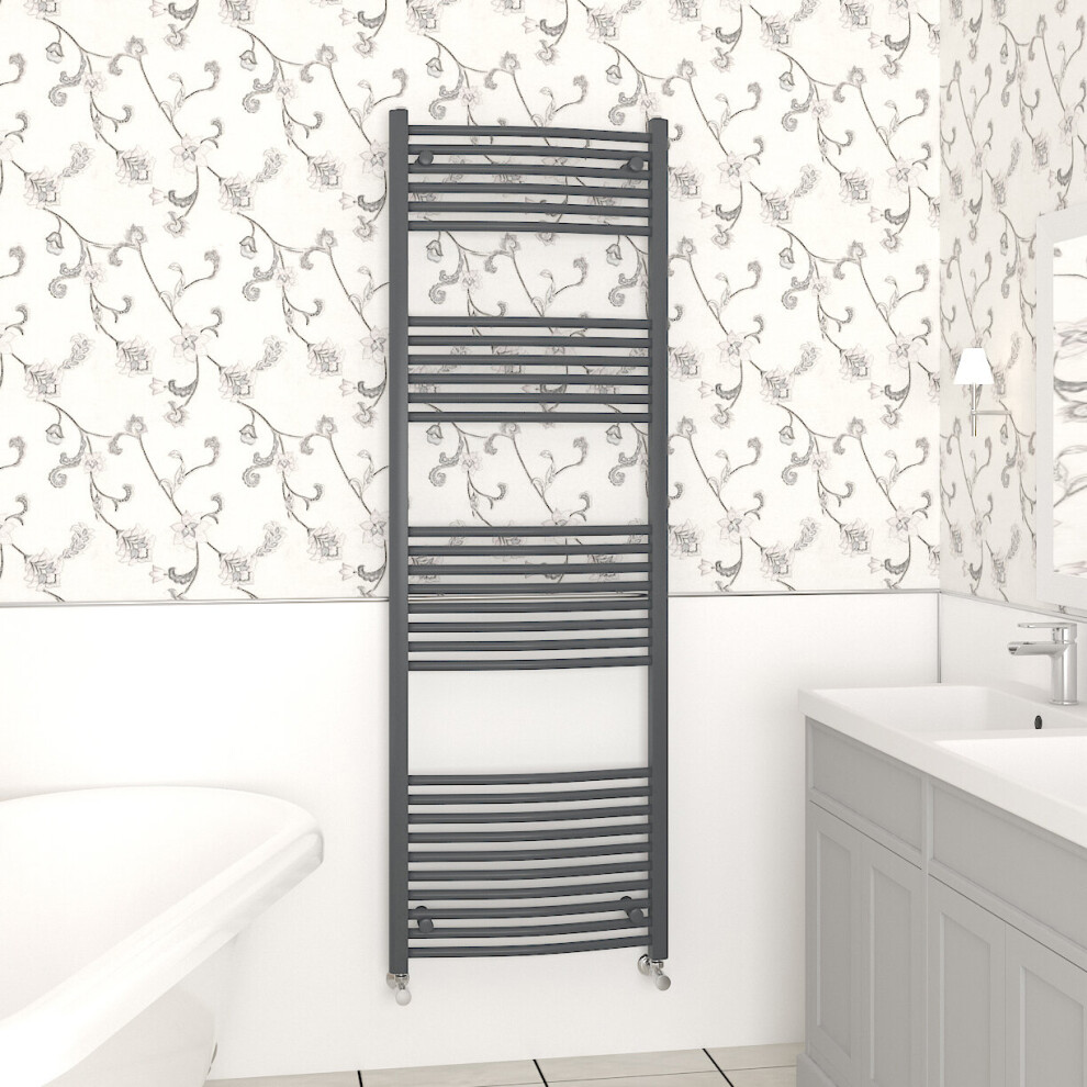 (1800x600mm, Anthracite) NRG Curved Central Heating Towel Rail Bathroom Heated Rad Radiators Ladder Warmer