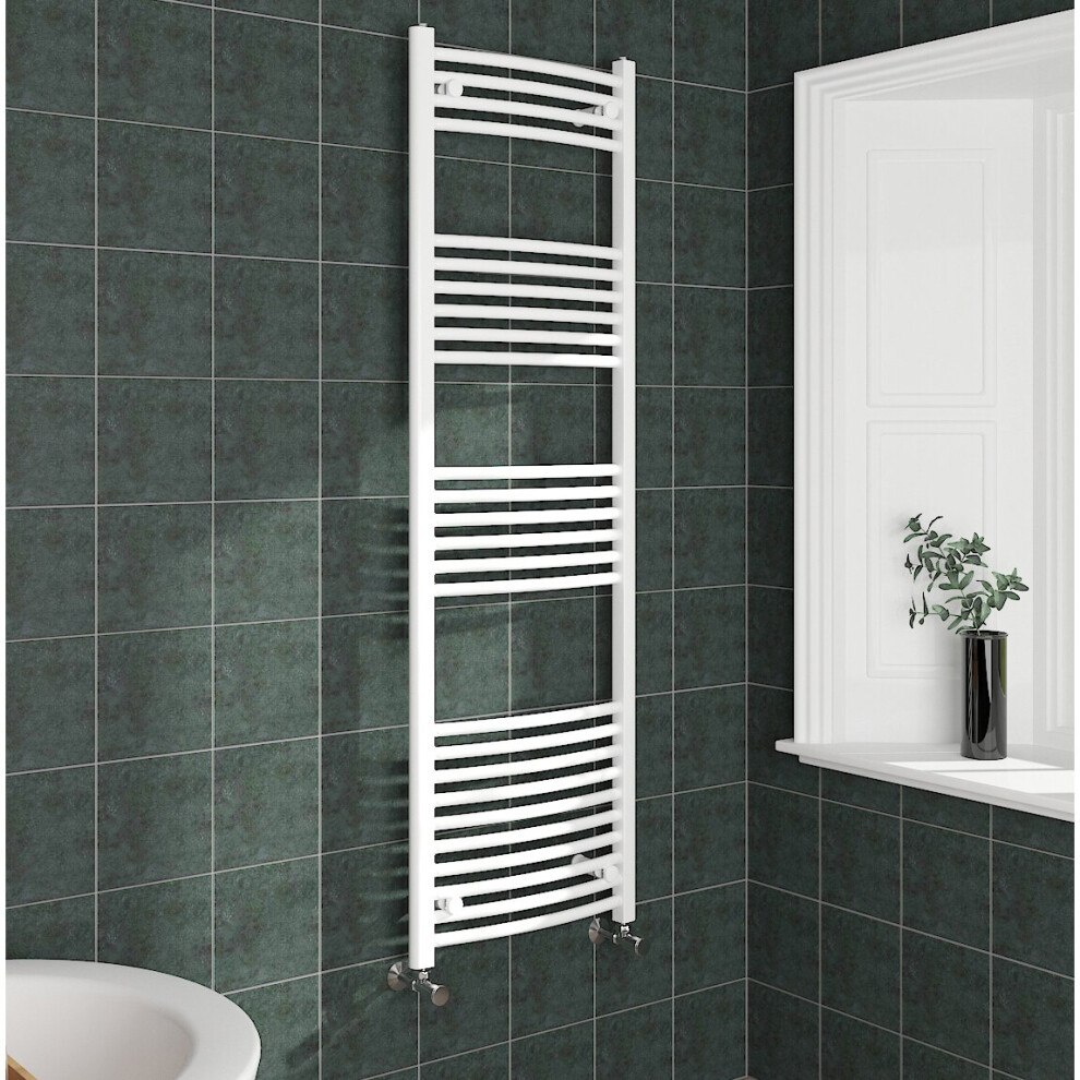 (1600x500mm, White) NRG Curved Central Heating Towel Rail Bathroom Heated Rad Radiators Ladder Warmer