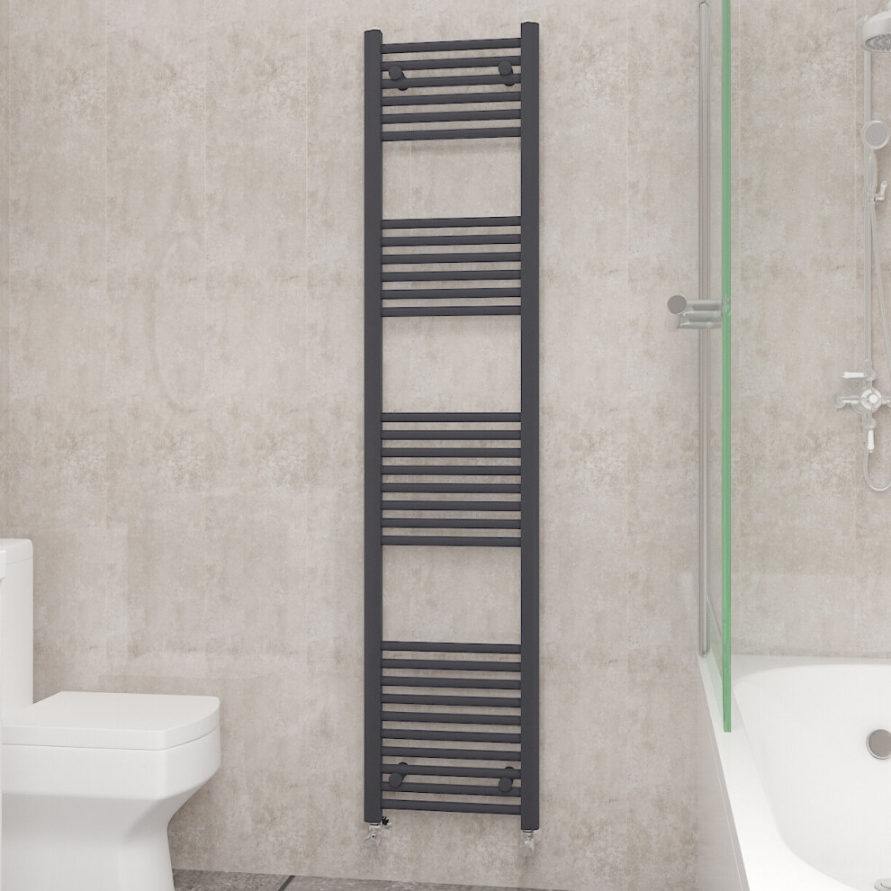 (1800x400mm, Anthracite) NRG Straight Central Heating Towel Rail Bathroom Heated Rad Radiators Ladder Warmer