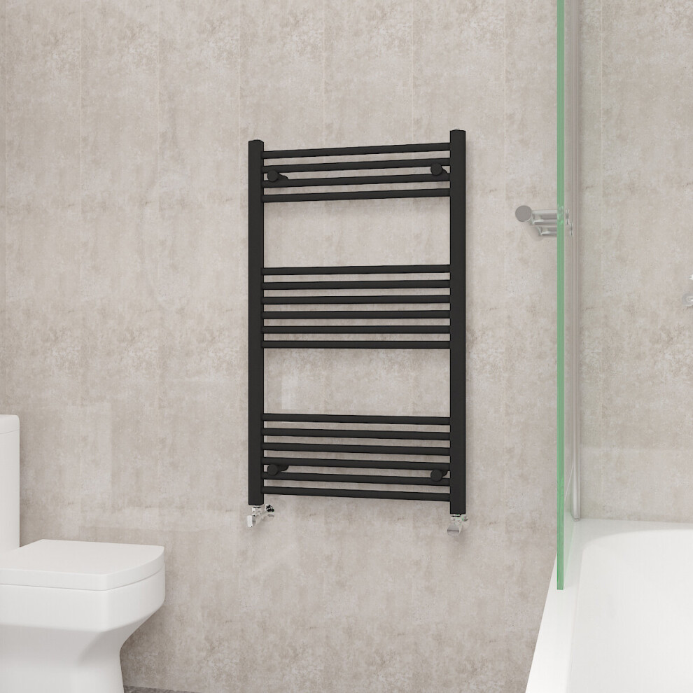 (1000x600mm, Black) NRG Straight Central Heating Towel Rail Bathroom Heated Rad Radiators Ladder Warmer