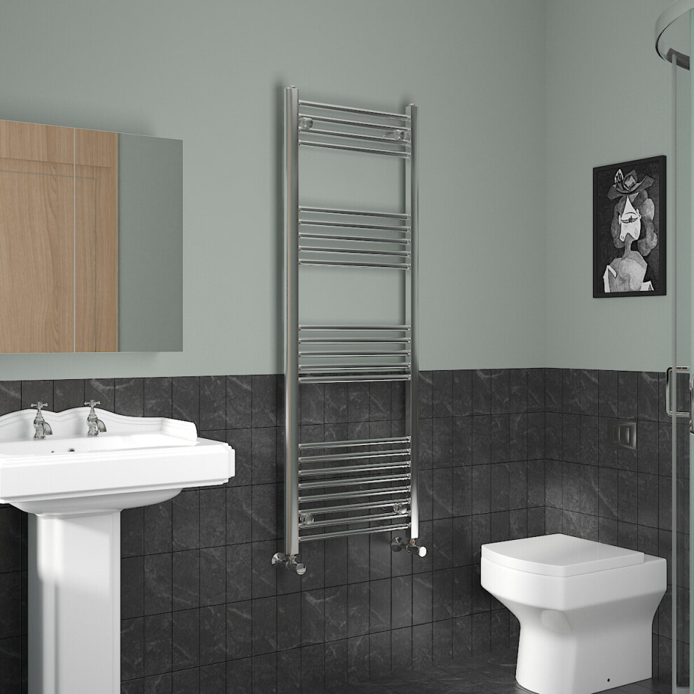 Nrg (1400X500mm, Chrome) Straight Central Heating Towel Rail Bathroom Heated Rad Radiators Ladder Warmer
