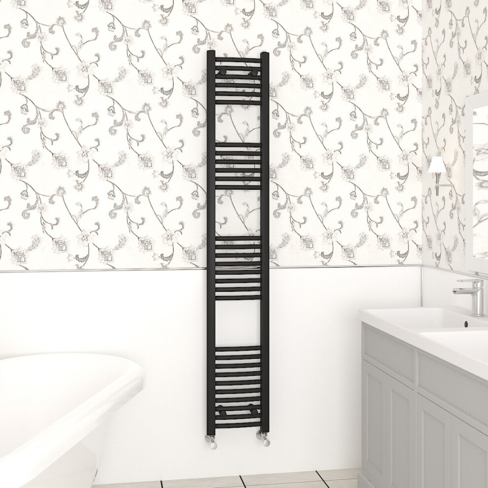 (1800x300mm, Black) NRG Curved Central Heating Towel Rail Bathroom Heated Rad Radiators Ladder Warmer