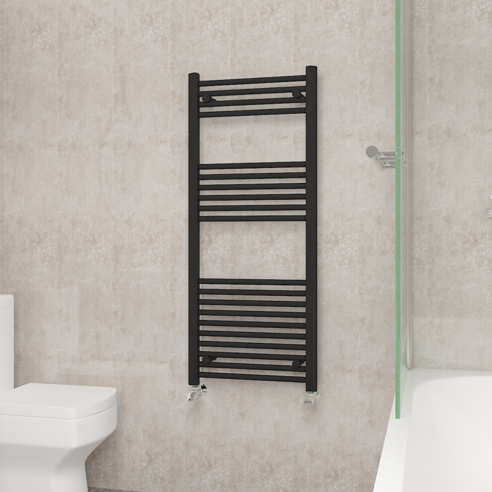 (1200x500mm, Black) NRG Straight Central Heating Towel Rail Bathroom Heated Rad Radiators Ladder Warmer