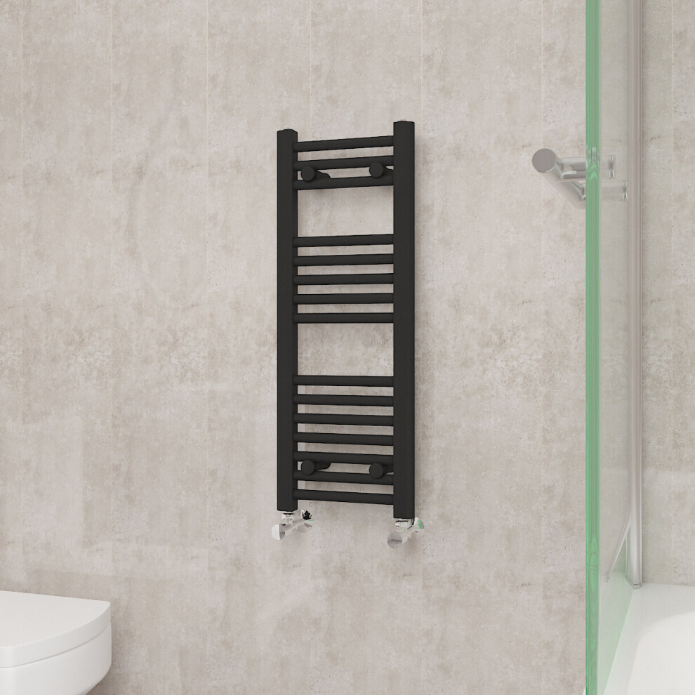 (800x300mm, Black) NRG Straight Central Heating Towel Rail Bathroom Heated Rad Radiators Ladder Warmer