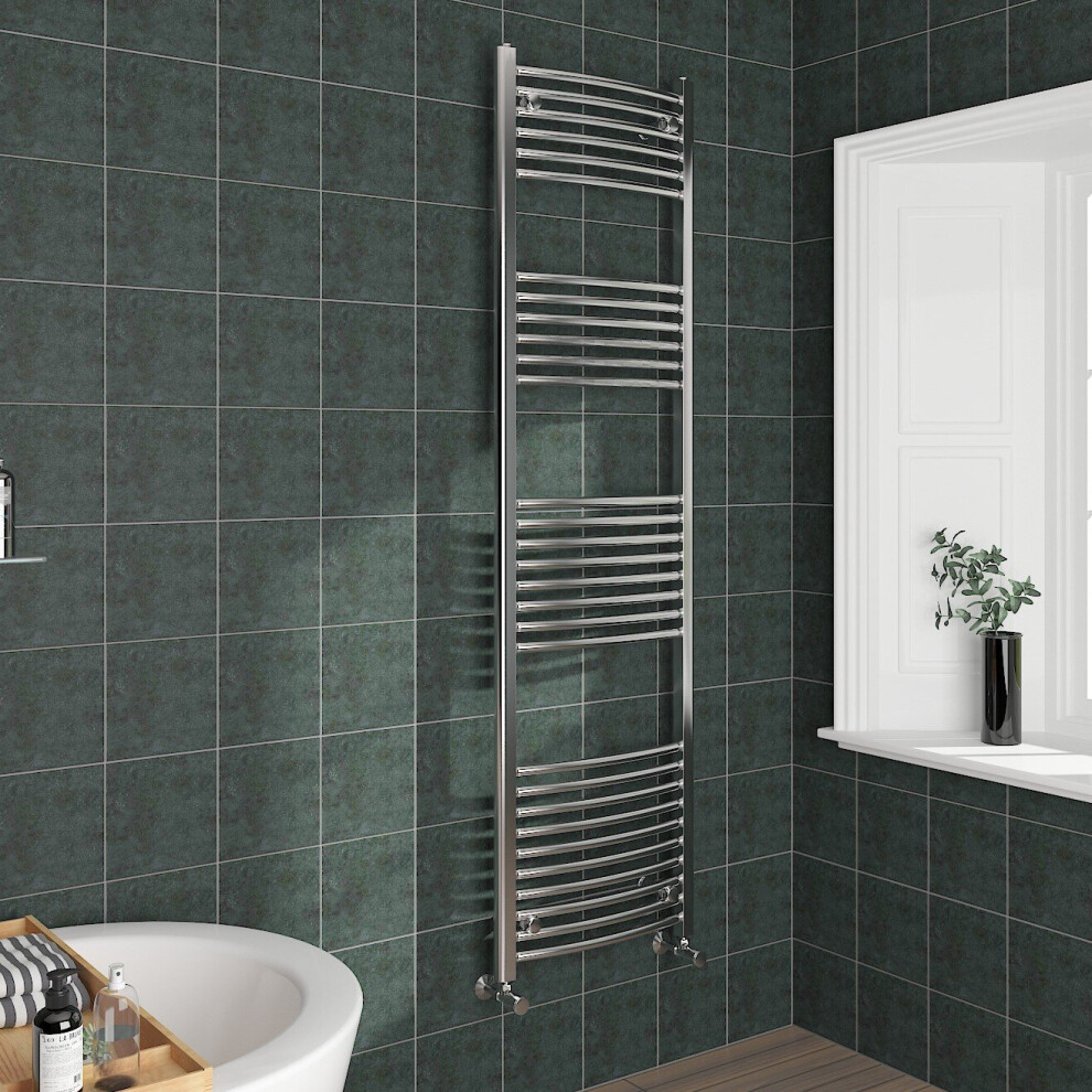 Nrg (1800X500mm, Chrome) Curved Central Heating Towel Rail Bathroom Heated Rad Radiators Ladder Warmer