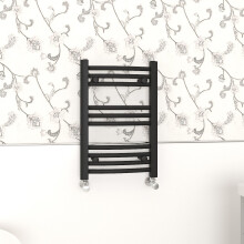(600x400mm, Black) NRG Curved Central Heating Towel Rail Bathroom Heated Rad Radiators Ladder Warmer
