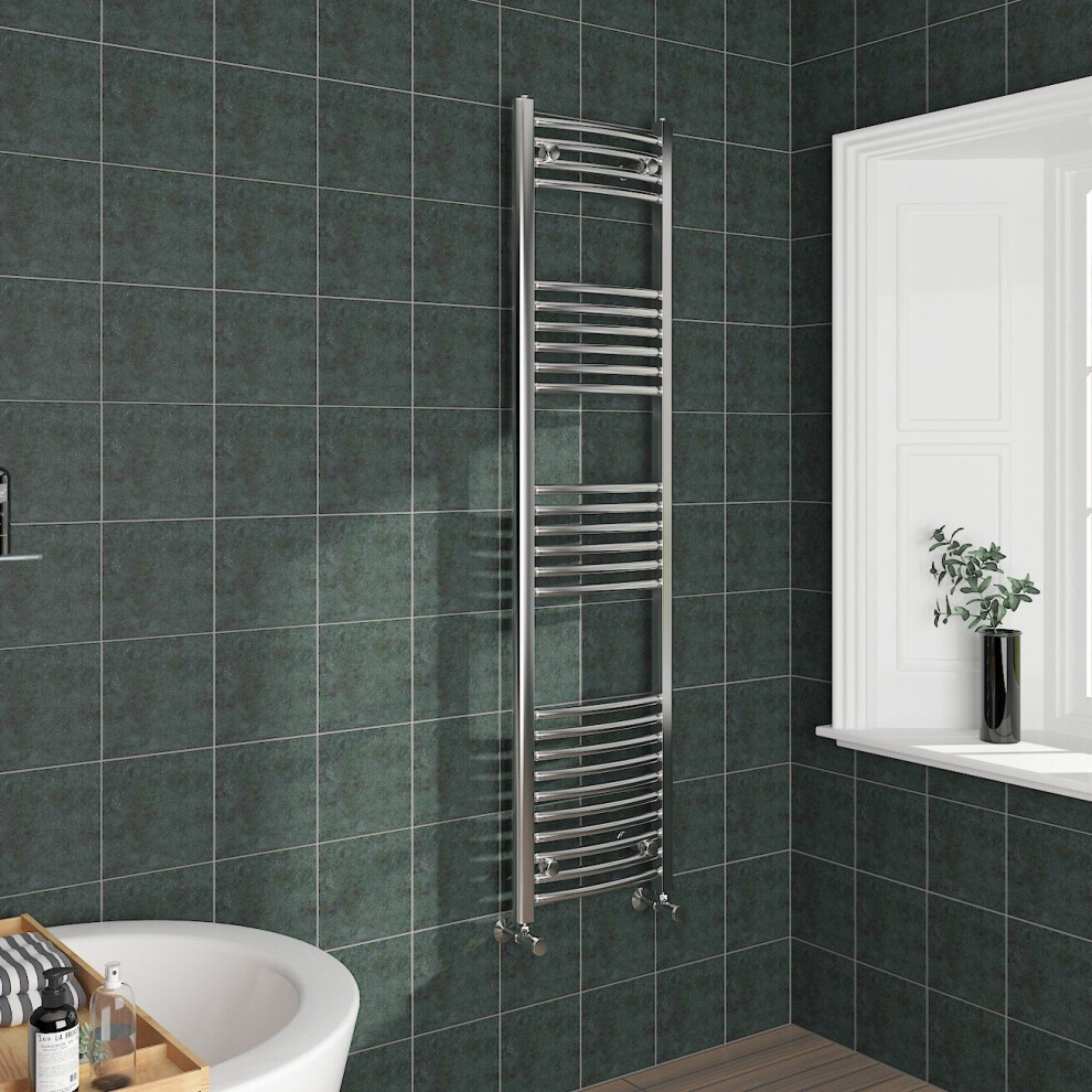 Nrg (1600X400mm, Chrome) Curved Central Heating Towel Rail Bathroom Heated Rad Radiators Ladder Warmer