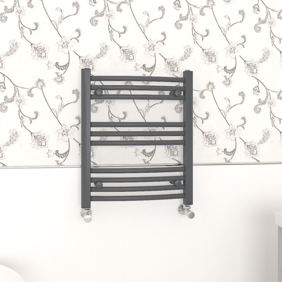 Nrg (600X500mm, ) Curved Central Heating Towel Rail Bathroom Heated Rad Radiators Ladder Warmer Anthracite