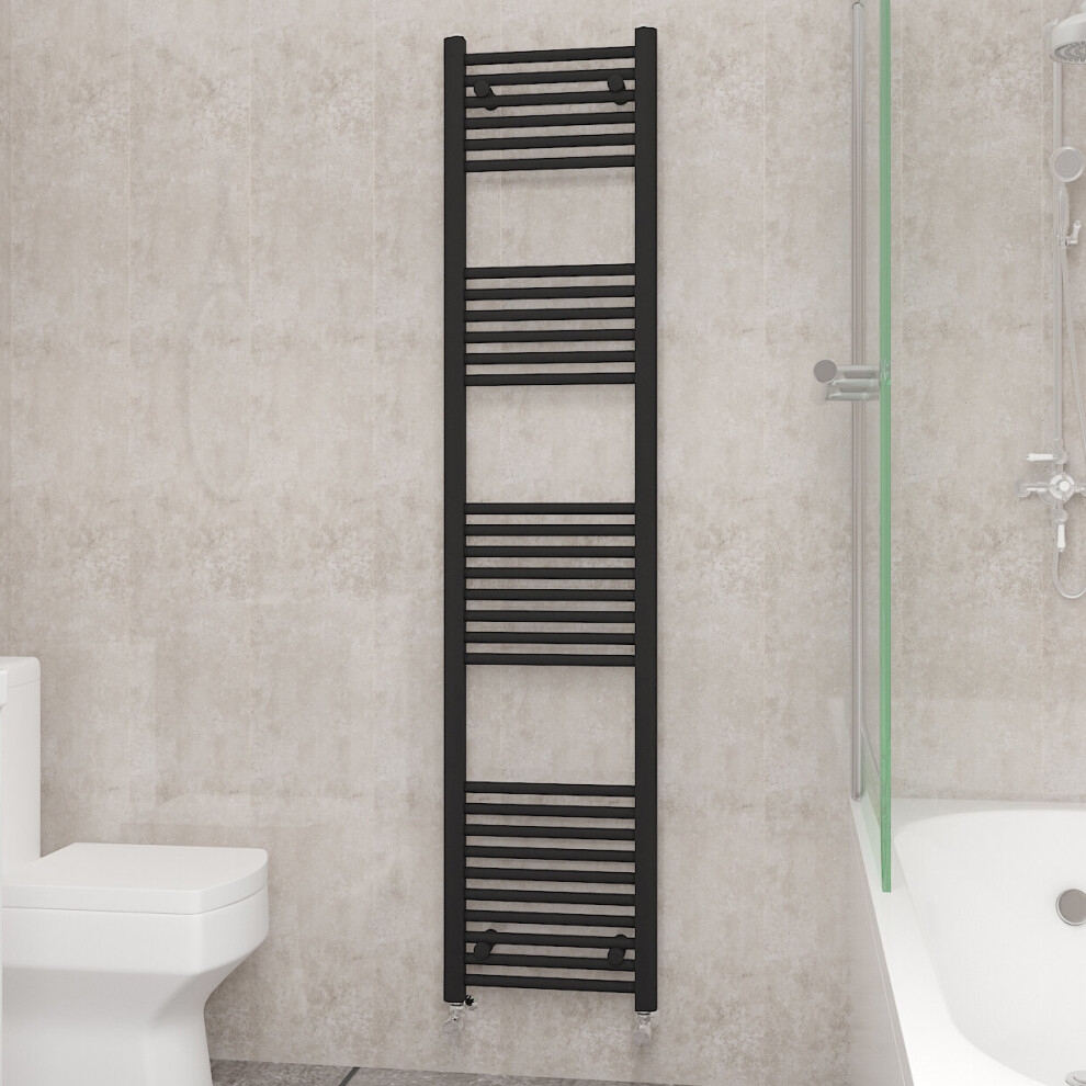 Nrg (1800X400mm, ) Straight Central Heating Towel Rail Bathroom Heated Rad Radiators Ladder Warmer Black