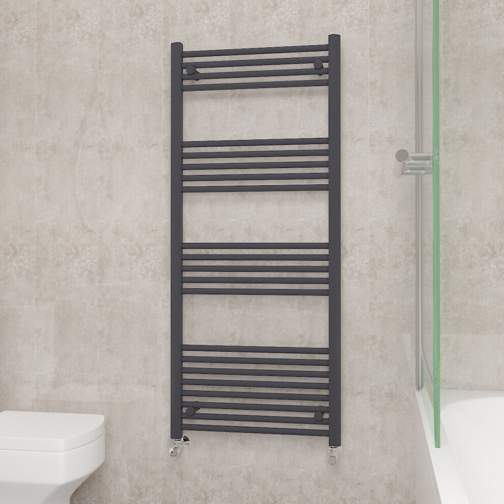 (1400x600mm, Anthracite) NRG Straight Central Heating Towel Rail Bathroom Heated Rad Radiators Ladder Warmer