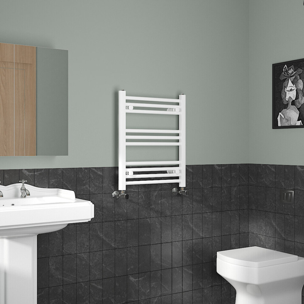 Nrg (600X500mm, ) Straight Central Heating Towel Rail Bathroom Heated Rad Radiators Ladder Warmer White