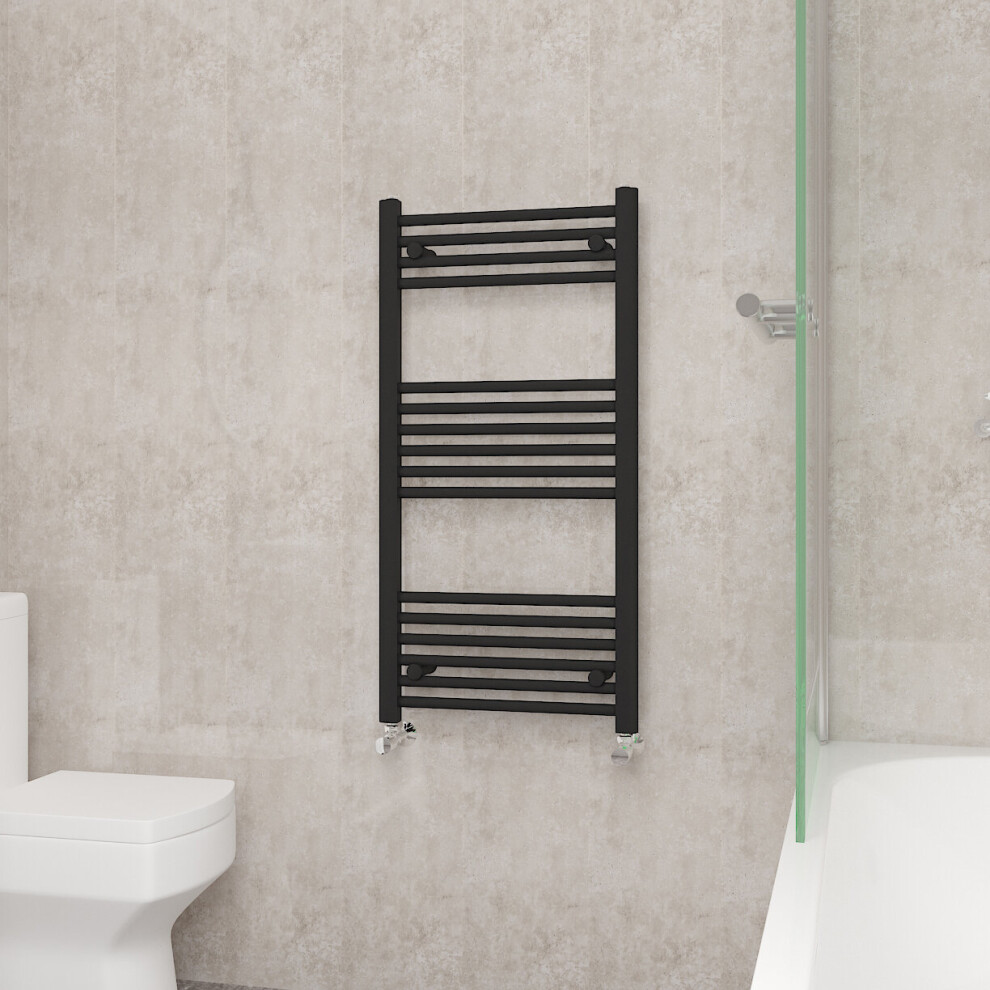 (1000x500mm, Black) NRG Straight Central Heating Towel Rail Bathroom Heated Rad Radiators Ladder Warmer