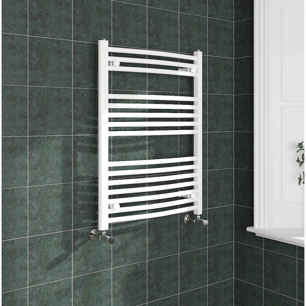 (800x600mm, White) NRG Curved Central Heating Towel Rail Bathroom Heated Rad Radiators Ladder Warmer