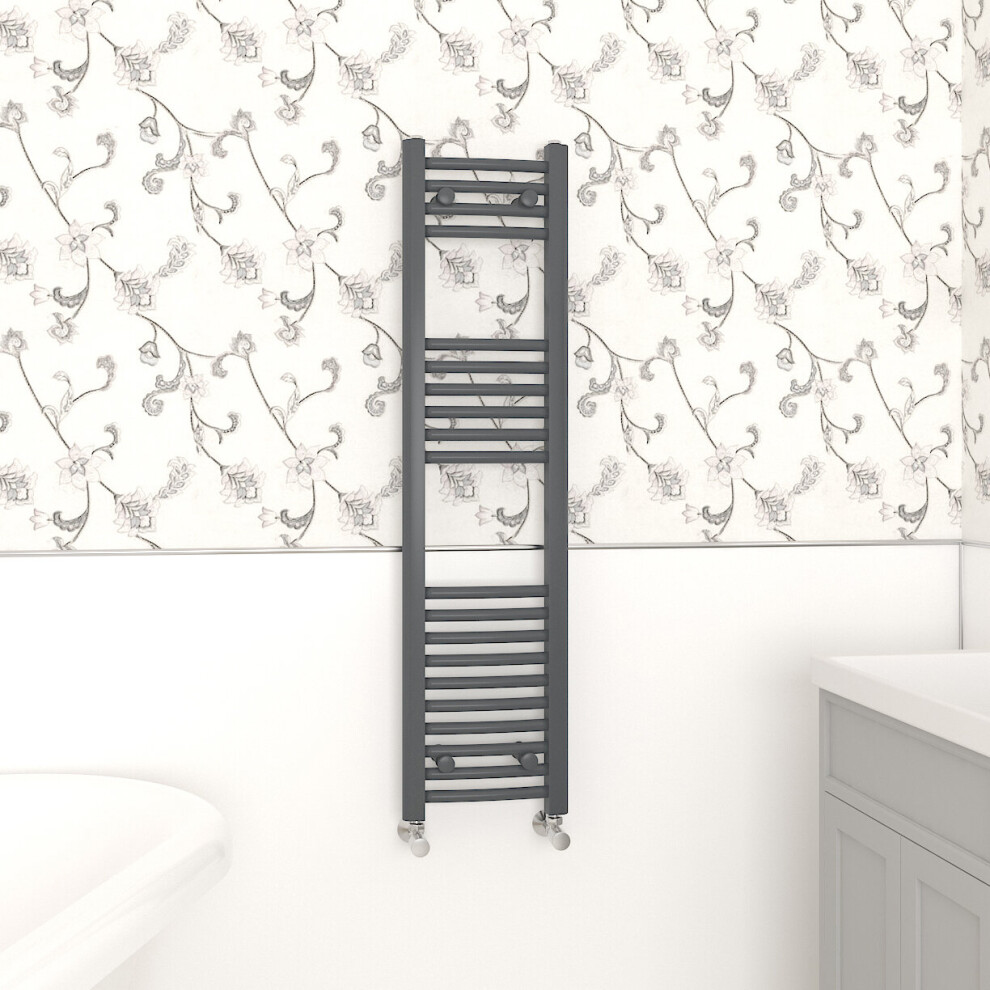 Nrg (1200X300mm, ) Curved Central Heating Towel Rail Bathroom Heated Rad Radiators Ladder Warmer Anthracite