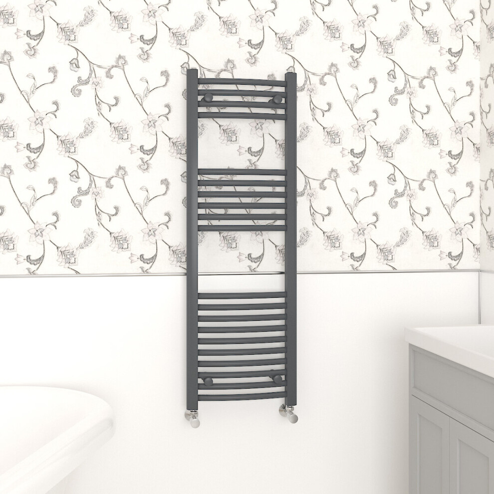 Nrg (1200X400mm, ) Curved Central Heating Towel Rail Bathroom Heated Rad Radiators Ladder Warmer Anthracite