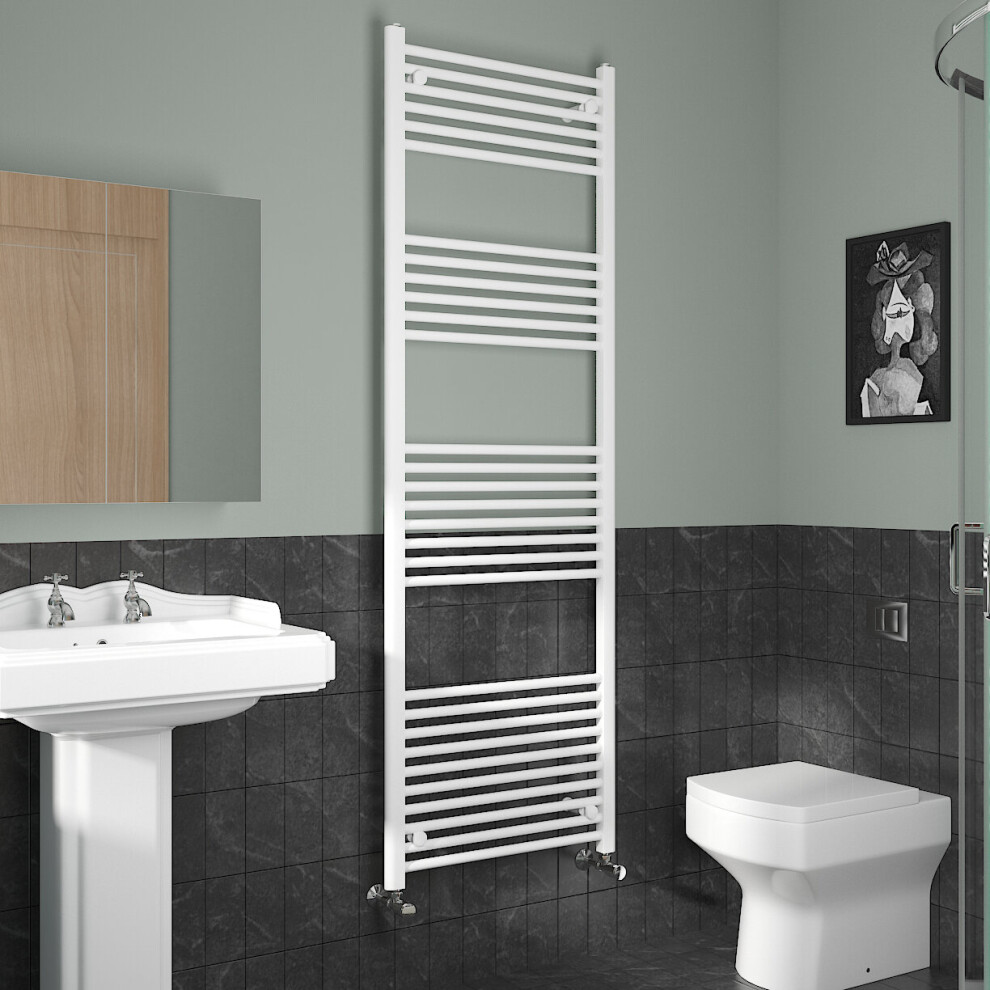 (1800x600mm, White) NRG Straight Central Heating Towel Rail Bathroom Heated Rad Radiators Ladder Warmer