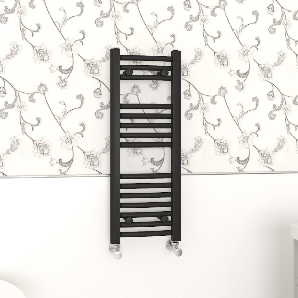 Nrg (800X300mm, ) Curved Central Heating Towel Rail Bathroom Heated Rad Radiators Ladder Warmer Black