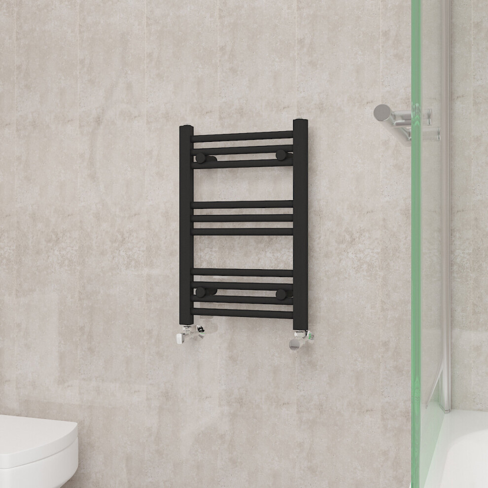 Nrg (600X400mm, ) Straight Central Heating Towel Rail Bathroom Heated Rad Radiators Ladder Warmer Black