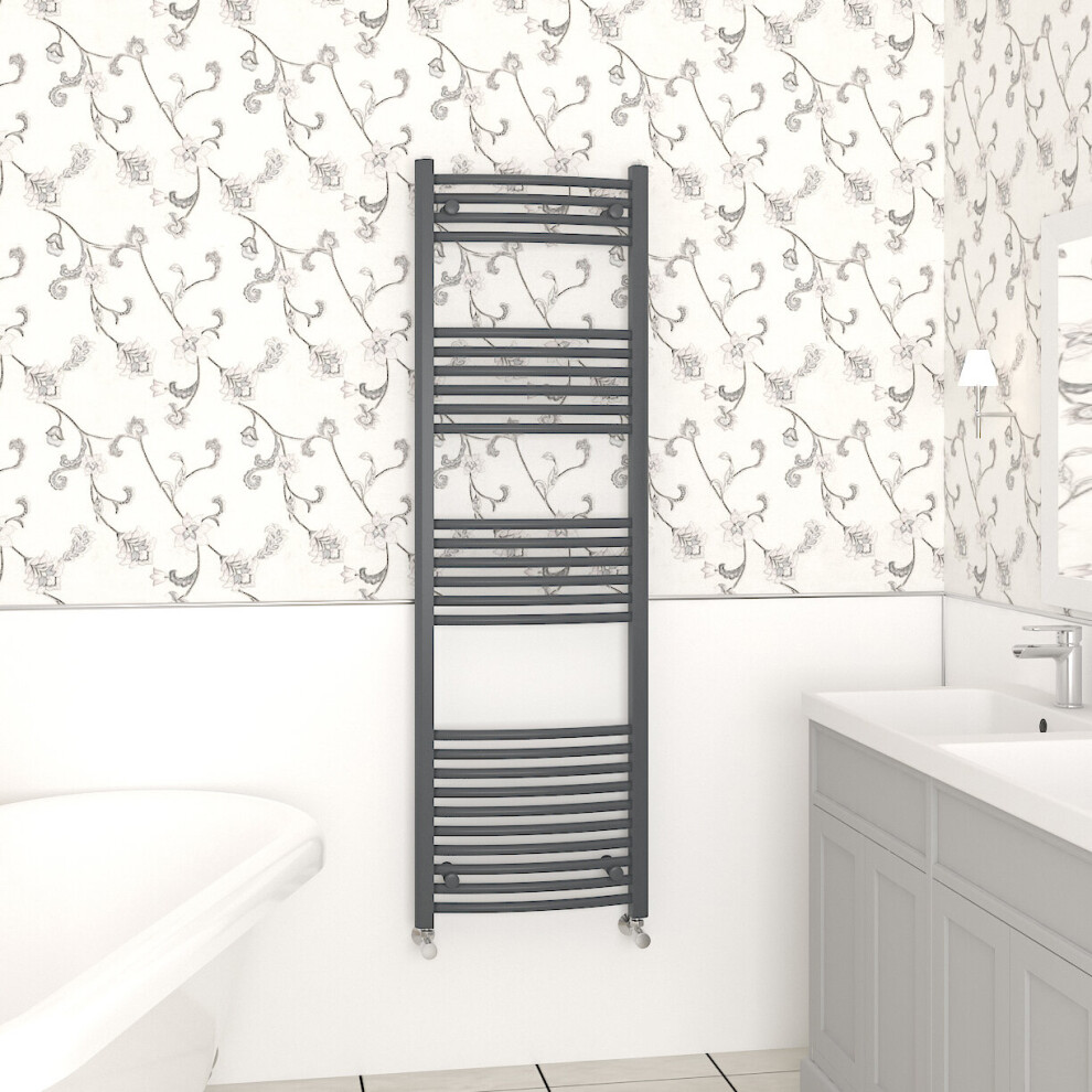 Nrg (1600X500mm, ) Curved Central Heating Towel Rail Bathroom Heated Rad Radiators Ladder Warmer Anthracite