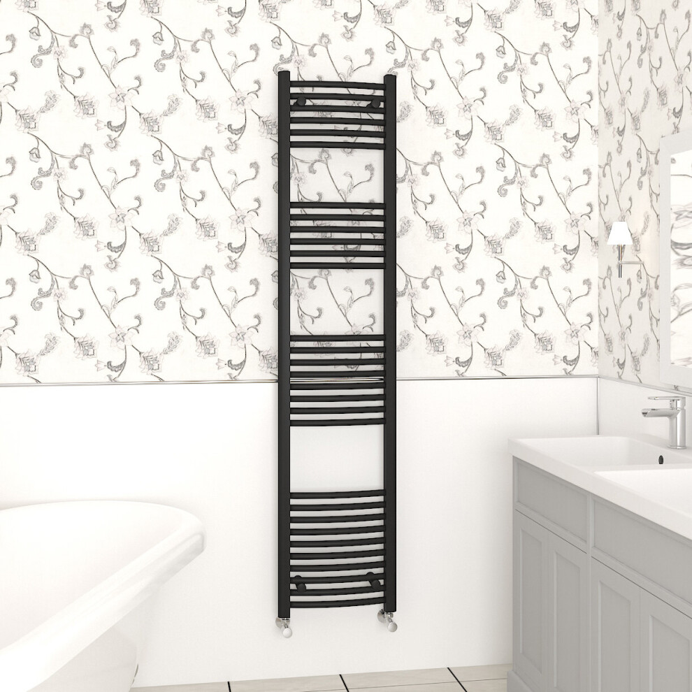 (1800x400mm, Black) NRG Curved Central Heating Towel Rail Bathroom Heated Rad Radiators Ladder Warmer