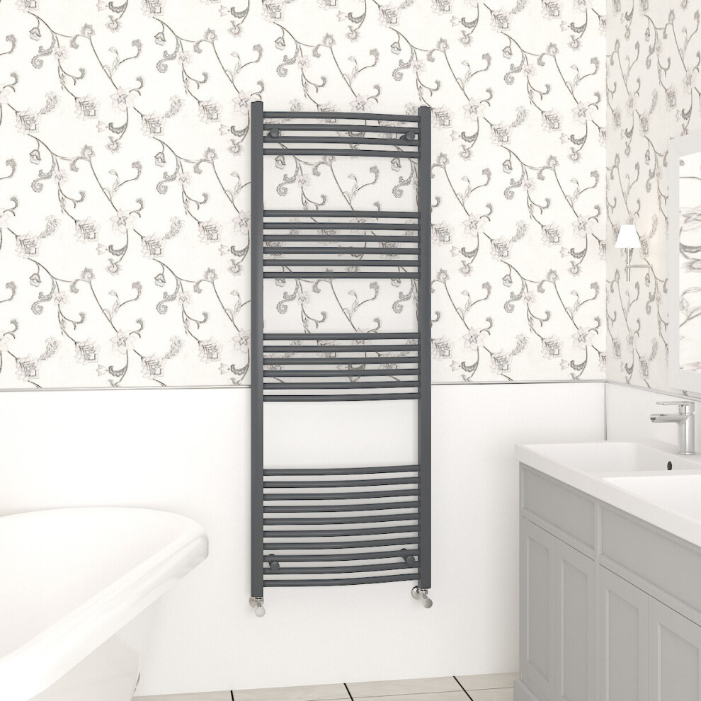 Nrg (1600X600mm, ) Curved Central Heating Towel Rail Bathroom Heated Rad Radiators Ladder Warmer Anthracite