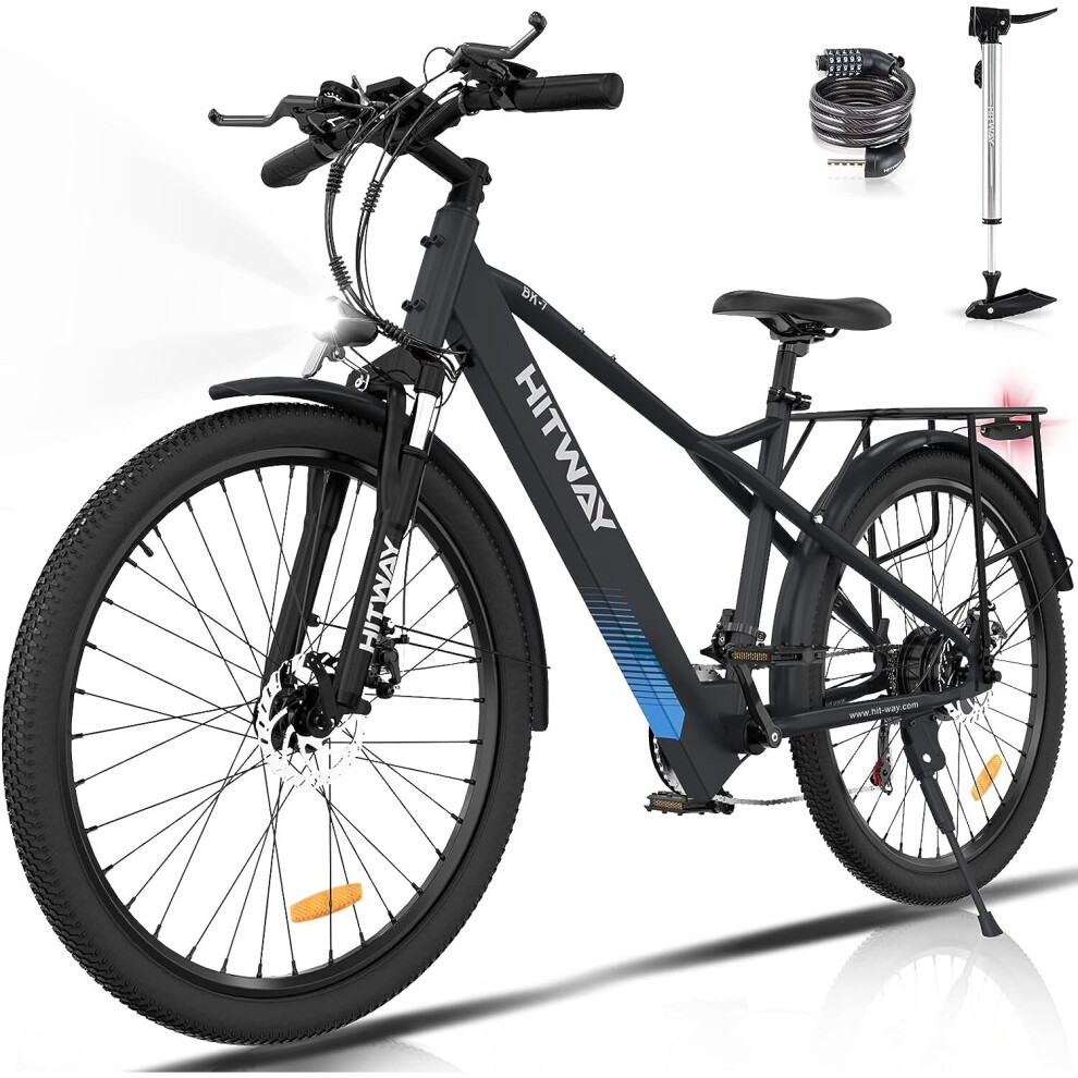 (HITWAY Electric Bike for Adults, 26" Ebike with 250W Motor, Electric Bicycle with 36V 12AH Battery, City Commuter, 7/21-) HITWAY Electric Bike,26" Eb