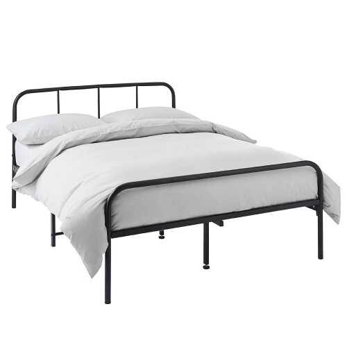 House of Home (Double, Black) Extra Strong Metal Bed Frame with Rounded Headboard 1