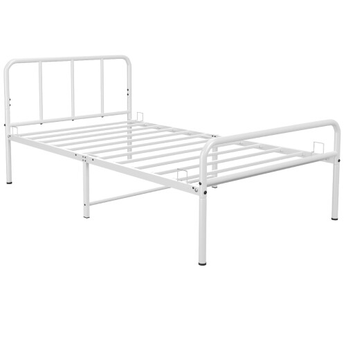 House of Home (Single, White) Extra Strong Metal Bed Frame with Rounded Headboard 2