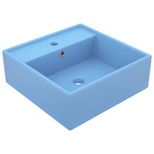 vidaXL Luxury Basin Overflow Square Matt Light Blue Ceramic Vanity Wash Sink