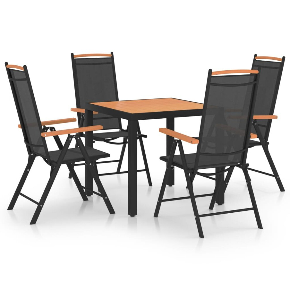Vidaxl Garden Dining Set Piece Aluminium Outdoor Dining Table Chairs Black Size 5