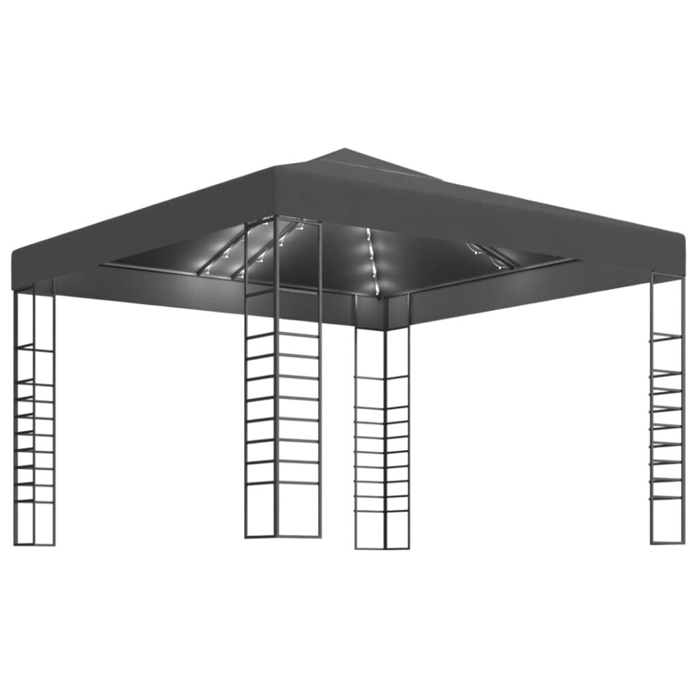 vidaXL Garden Marquee with LED String Lights 3x3 m Anthracite Outdoor Pavilion