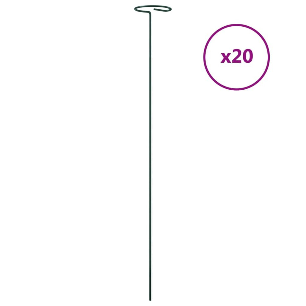 Vidaxl 20X Garden Plant Stakes Dark Green 61 Cm Steel Garden For Flower Support