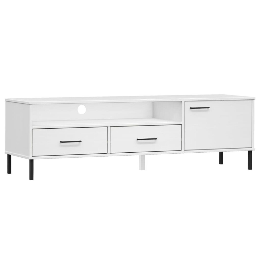 vidaXL Solid Wood Pine TV Cabinet with Metal Legs White OSLO TV Unit Sideboard