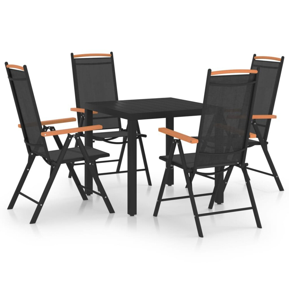 Vidaxl Garden Dining Set Piece Aluminium Outdoor Dining Table Chairs Black Size 5