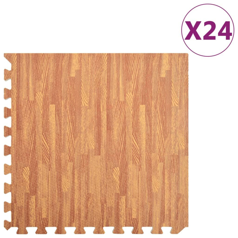 vidaXL 24x Floor Mats Wood Grain EVA Foam Puzzle Exercise Sport Equipment Mats
