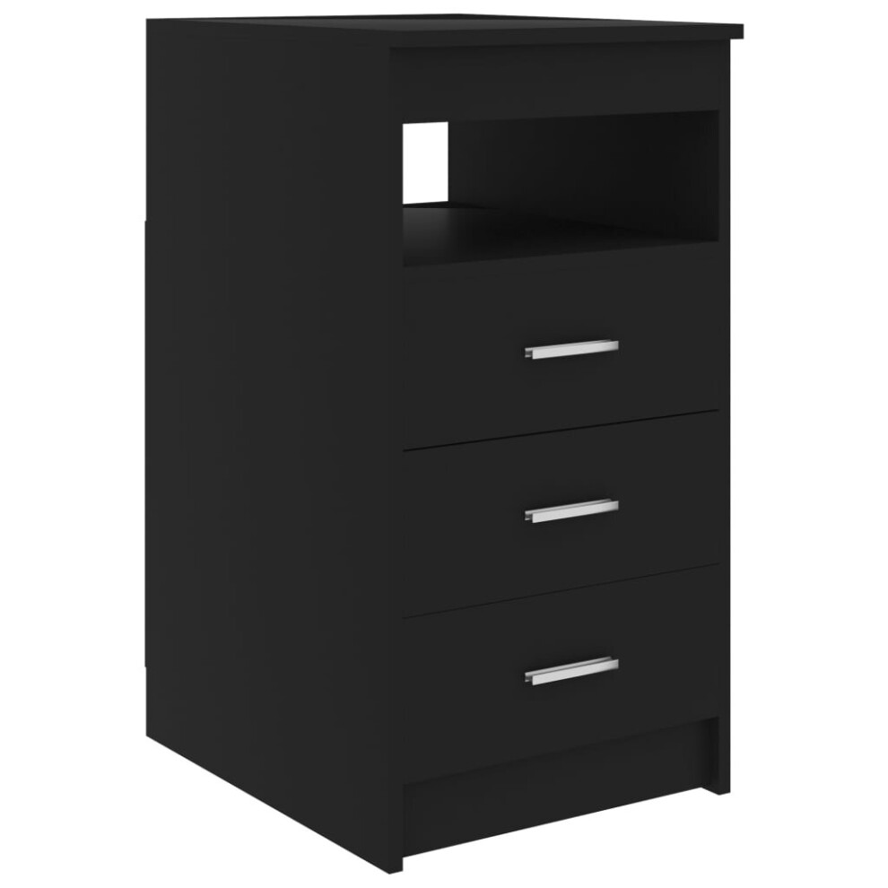 vidaXL Drawer Cabinet Black Engineered Wood Chest Side Nightstand Sideboard