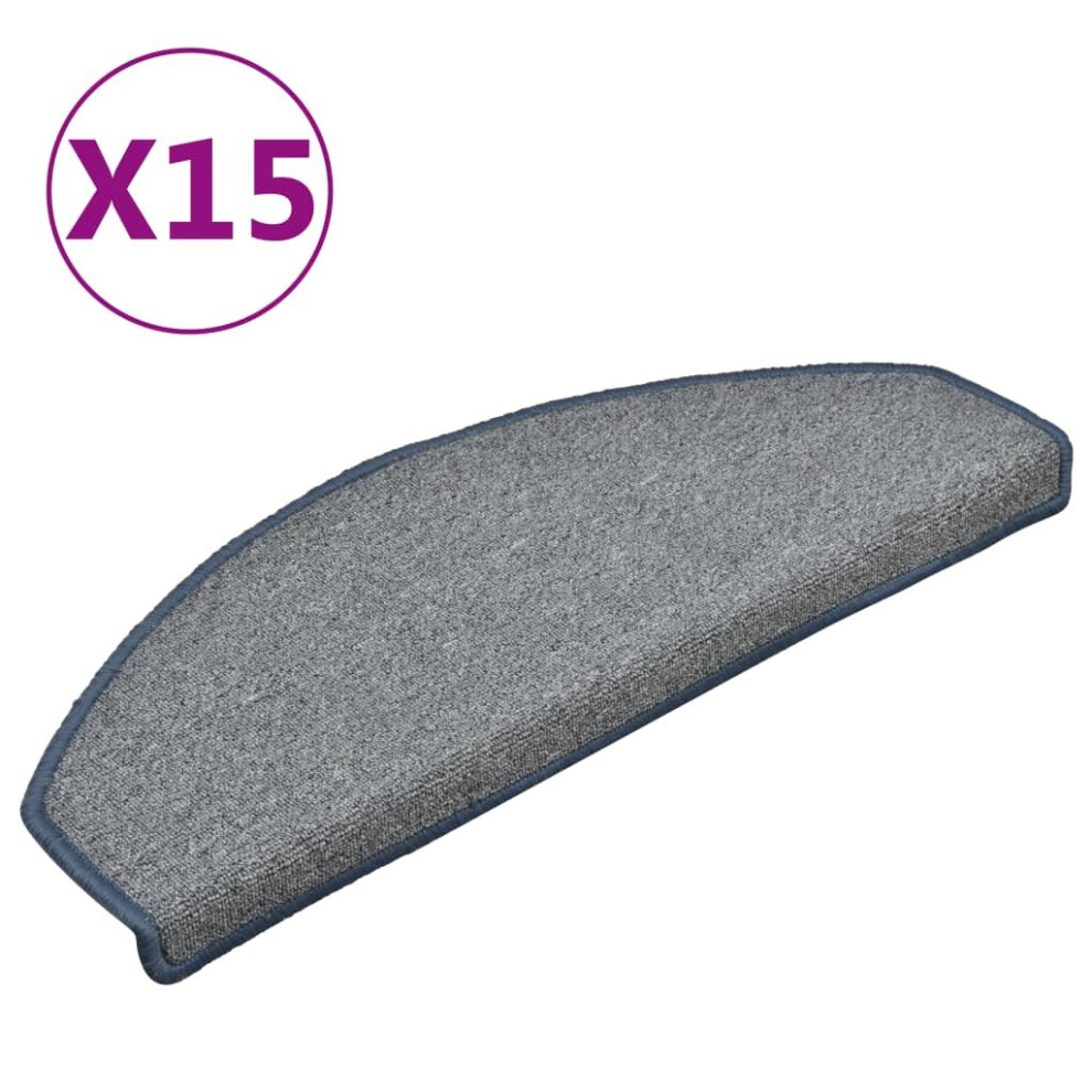 vidaXL 15x Carpet Stair Treads Light Grey and Blue Stair Step Protection Rug