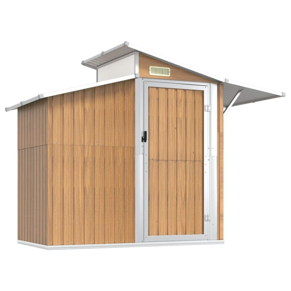 (brown) vidaXL Garden Shed 270x130x208.5 cm Galvanised Steel Bin Shed Multi Colours