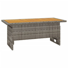 (grey) vidaXL Garden Table Outdoor Dining Table Solid Wood Acacia and Poly Rattan