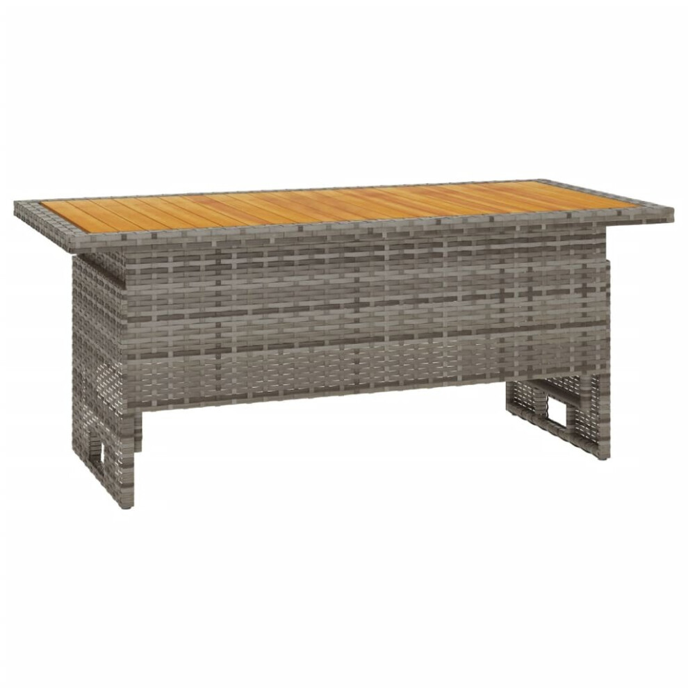 Vidaxl (Grey) Garden Table Outdoor Dining Table Solid Wood Acacia And Poly Rattan