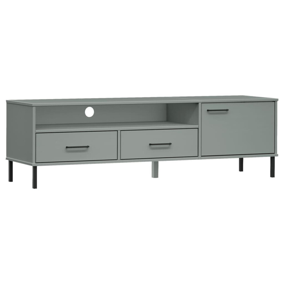 (grey) vidaXL Solid Wood Pine TV Cabinet with Metal Legs OSLO Furniture Multi Colours