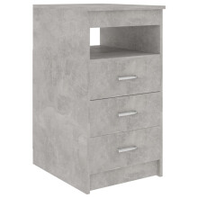 vidaXL 3-Drawer Cabinet with Upper Shelf - Concrete Grey Engineered Wood Nightstand, 40x50x76 cm (801809)