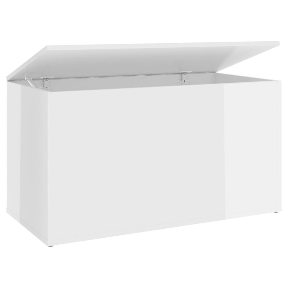 vidaXL Storage Chest High Gloss White Engineered Wood Cabinet Container Box