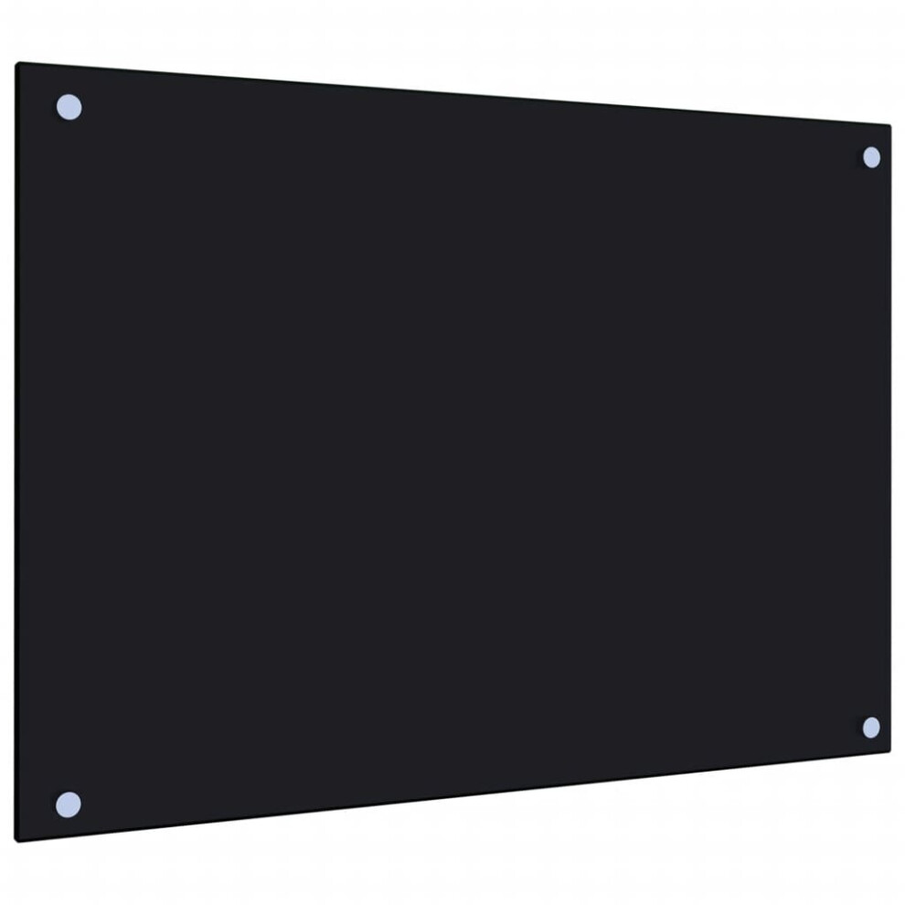 vidaXL Kitchen Backsplash Kitchen Wall Panel Black 70 x 50 cm Tempered Glass