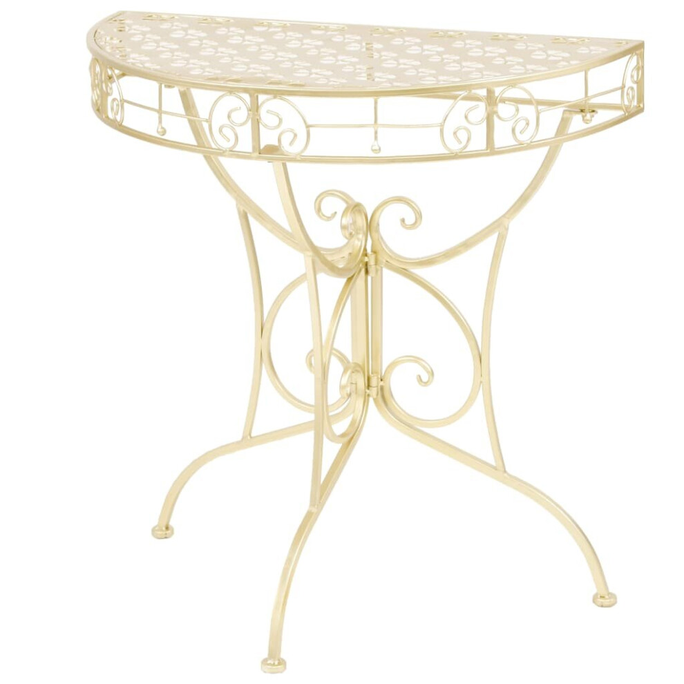 vidaXL Side Table Vintage Style Half Round Metal 72x36x74cm Gold Furniture